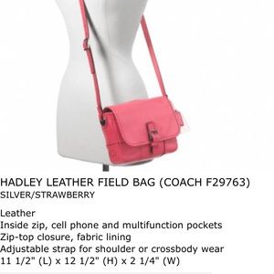 BRAND NEW WITH TAGS Coach Hadley Leather Field Bag